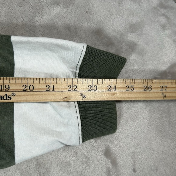 Vintage LL Bean Rugby Polo Shirt Mens XL Green White Heavy Cotton 90s Made Peru - Picture 13 of 16